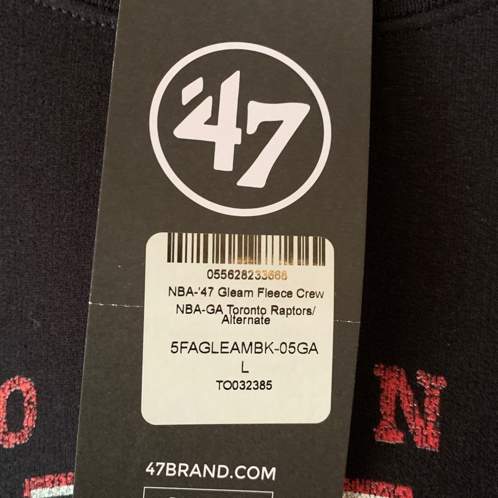 Toronto Raptors Black and Red Crewneck Sweater NWT size large unisex - Picture 3 of 5
